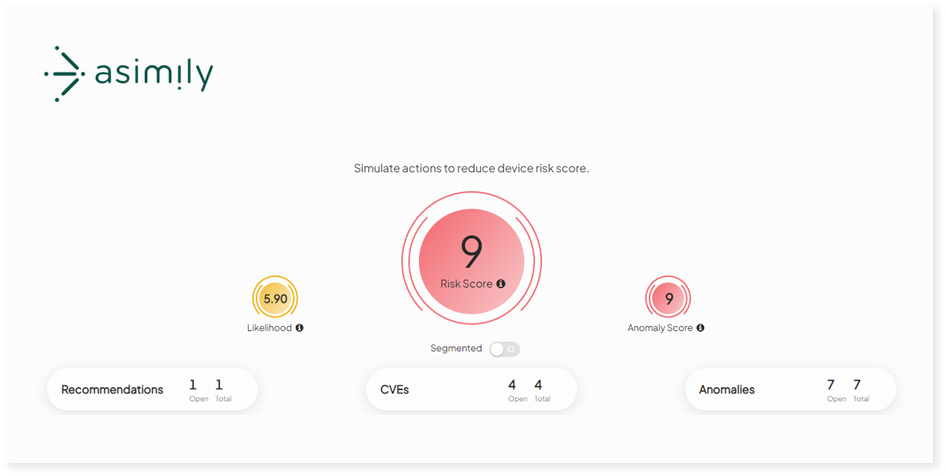 Asimily's Risk Simulator